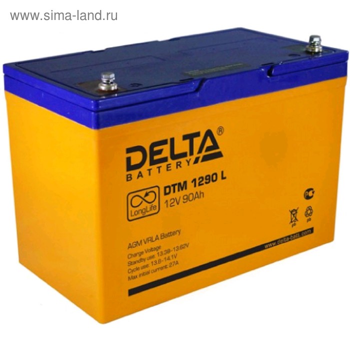 фото Аккумуляторная батарея delta dtm 1290 l, 12 в, 90 а/ч