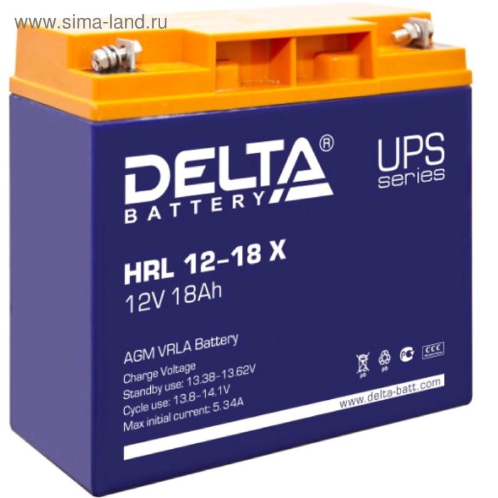 фото Аккумуляторная батарея delta hrl 12-18 x, 12 в, 18 а/ч