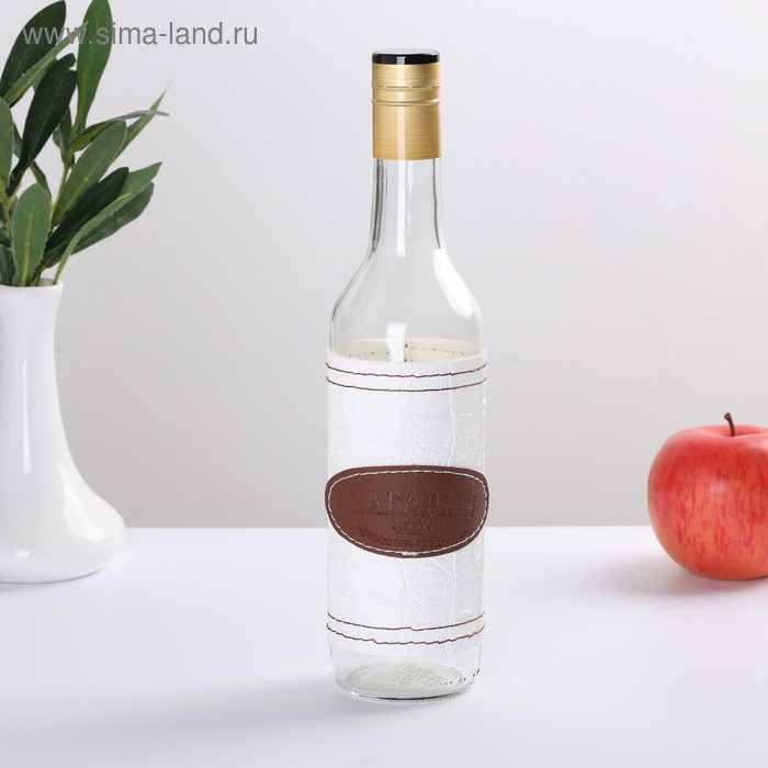 Бутылка Магарыч «Тара 3», 0,5 л чехол кожа/экокожа, колпачок, цвет белый