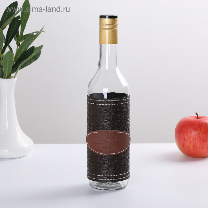Бутылка Магарыч «Тара 3», 0,5 л чехол кожа/экокожа, колпачок, цвет коричневый