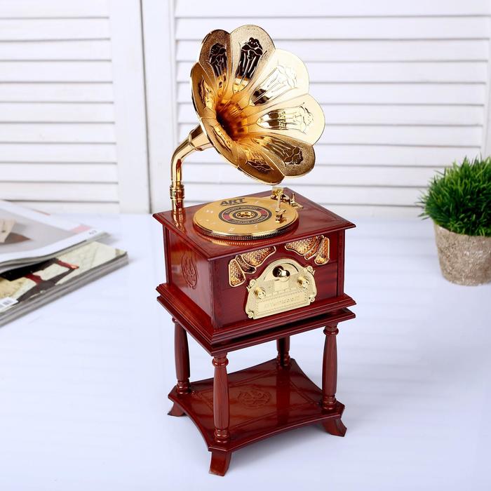 Шкатулка музыкальная "Патефон золотистый", МИКС