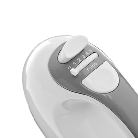 

УЦЕНКА Миксер LuazON LMR-06, 200 Вт, 5 скор., венчик и крюки для теста, режим "Турбо", бело-серый