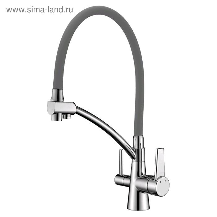 Смеситель для кухни Lemark Comfort LM3071C-Gray, с краном для питьевой воды, хром, серый