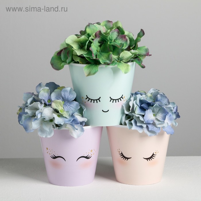 фото Набор кашпо 3 в 1 «милые глазки», 0,8 л, 11 х 12 см дарите счастье