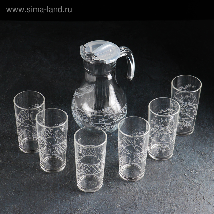 фото Набор питьевой gidglass «ассоль», 7 предметов: кувшин 1 л, стакан 230 мл 6 шт