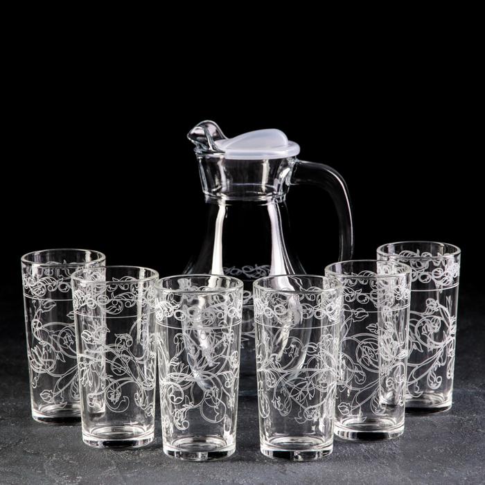 фото Набор питьевой с гравировкой gidglass «флора», 7 предметов: графин 1 л, 6 стаканов 230 мл