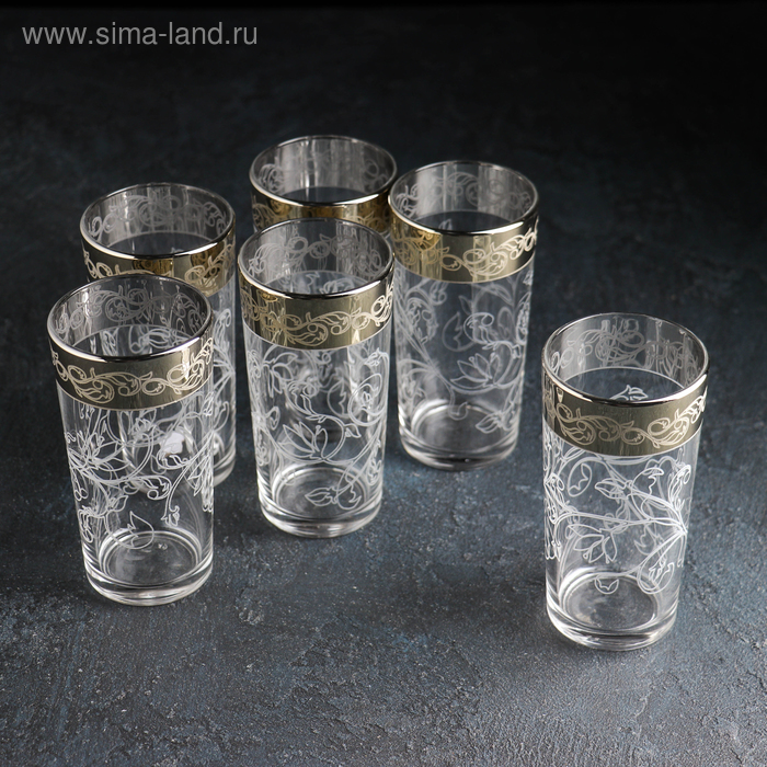 фото Набор стаканов «флора», 230 мл, с гравировкой и напылением, 6 шт gidglass