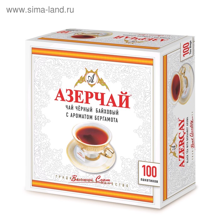 цена Чай чёрный байховый Азерчай с ароматом бергамота, 100 х 2 г