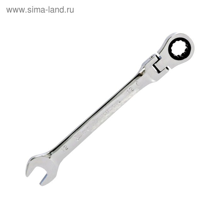 Ключ комбинированный трещоточный MATRIX 14864, CrV, шарнирный, зеркальный хром, 12 мм