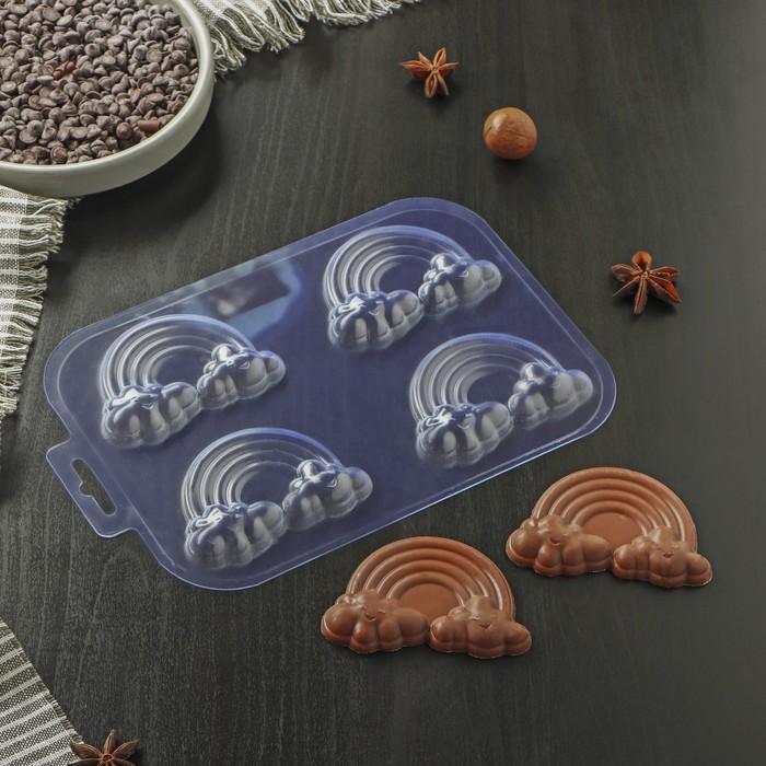 Форма для шоколада и конфет «4 Радуги», цвет прозрачный форма для шоколада и конфет сердечный порыв 6×6 8×0 77 см цвет прозрачный
