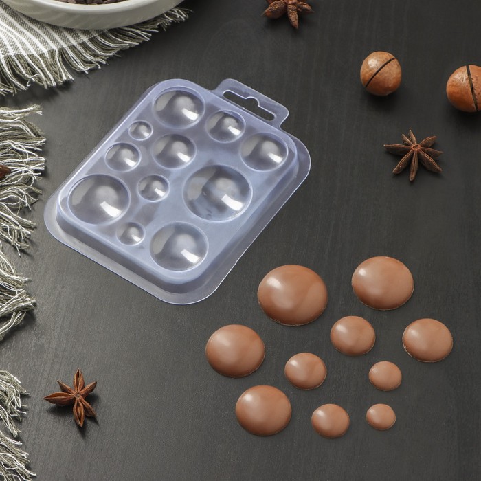 форма для шоколада и конфет пластиковая мини дед мороз размер ячейки 5×7 см цвет прозрачный Форма для шоколада и конфет пластиковая «Шоко-круги», цвет прозрачный