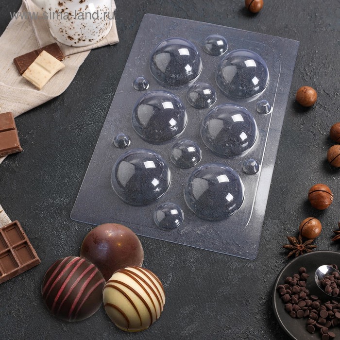 форма для шоколада и конфет пластиковая мини дед мороз размер ячейки 5×7 см цвет прозрачный Форма для шоколада и конфет пластиковая «Сферы», 6 см, цвет прозрачный