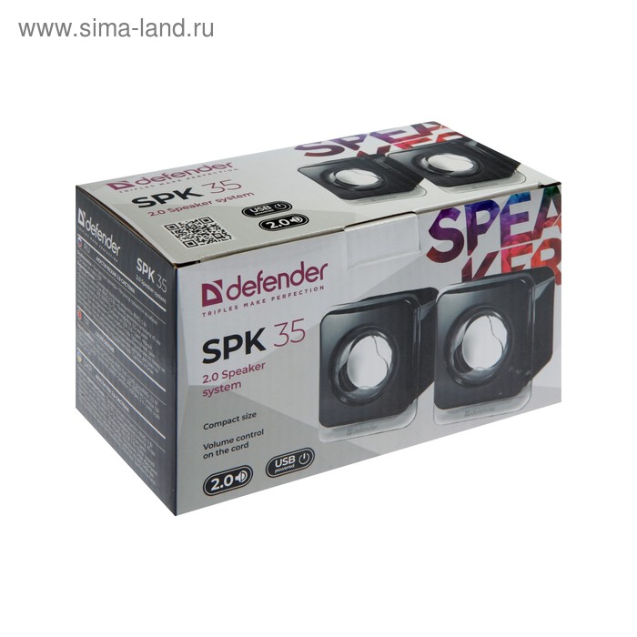 Купить Компьютерные колонки 2.0 Defender SPK 35, 2х2.5 Вт, USB, чёрные сейчас Компьютерные колонки 2.0 Defender SPK 35, 2х2.5 Вт, USB, чёрные