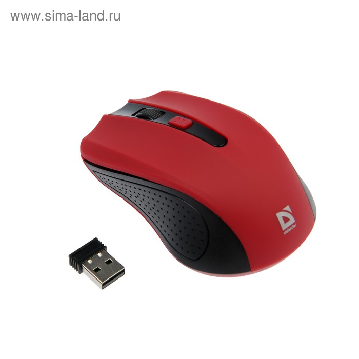 Мышь Defender Accura MM-935, беспроводная, оптическая, 1600 dpi, 2хAAA, USB, красная