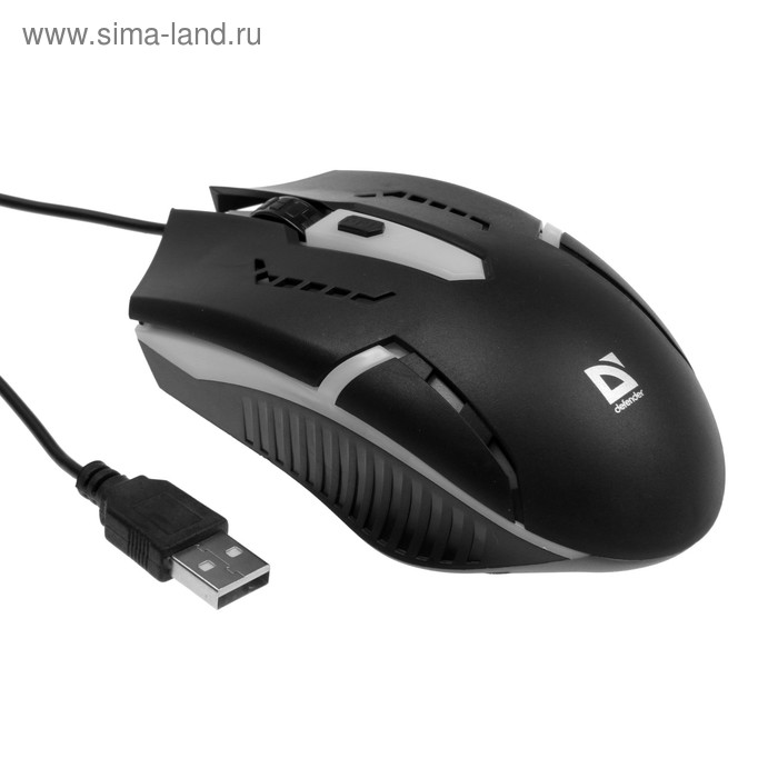 Мышь Defender Hit MB-601 проводная оптическая подсветка 4 кнопки 1200 dpi чёрная 15900₽