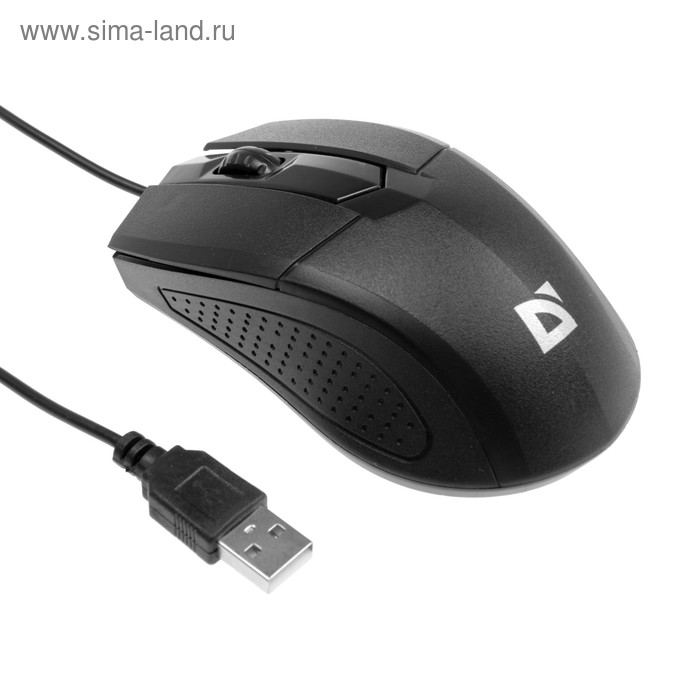 Мышь Defender Optimum MB-270 проводная оптическая 3 кнопки 1000 dpi чёрная 11000₽