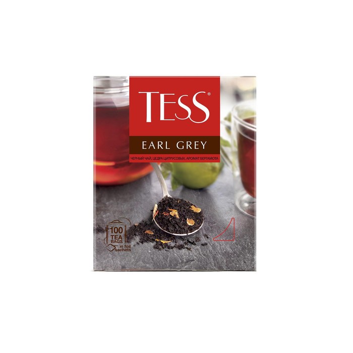 Чай черный TESS 100п*1,5г/Earl Grey/байховый с цедрой цитрусовых и ароматом бергамота