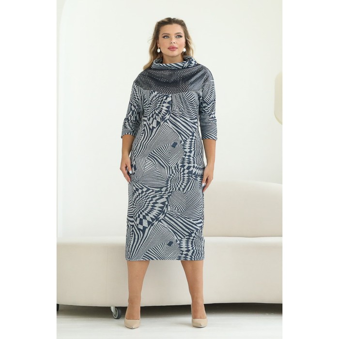 

Платье женское, размер 56, цвет серый, синий