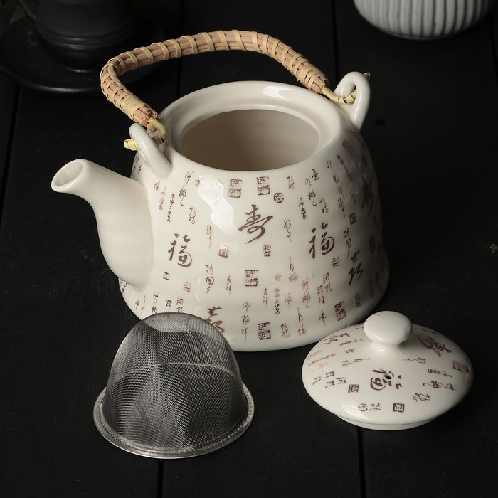 Чайник заварочный 900 мл "Иероглиф", с металлическим ситом