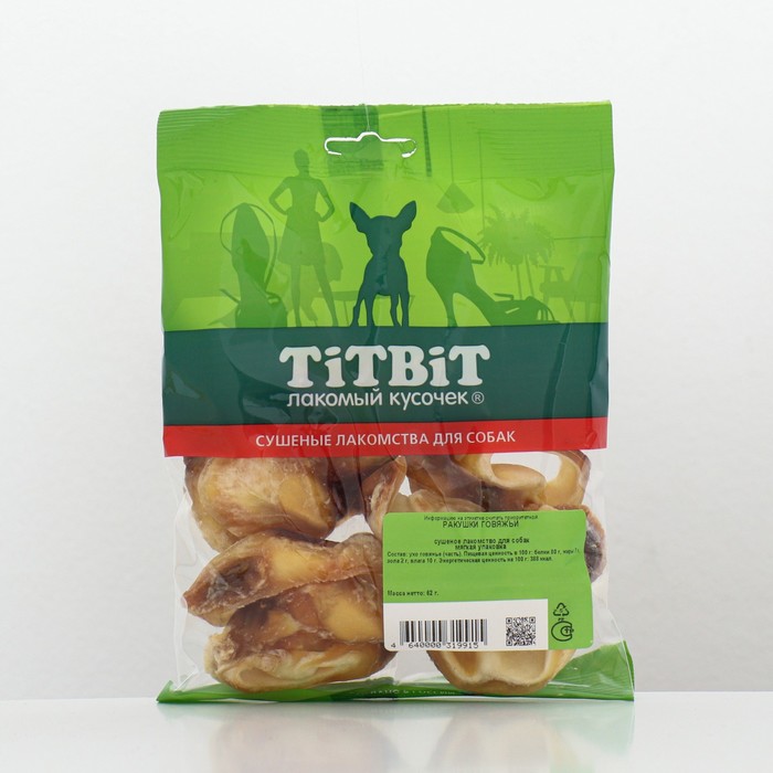 Лакомство TitBit Ракушки говяжьи для собак, 62 г цена и фото