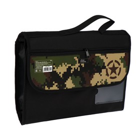 

Папка для труда А4 с ручками, текстиль, раскладная, на липучке, «Милитари»