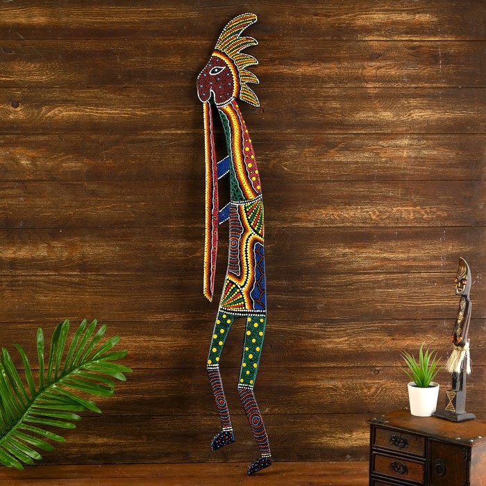 Панно "Абориген с флейтой" МИКС дерево 100х15х1 см