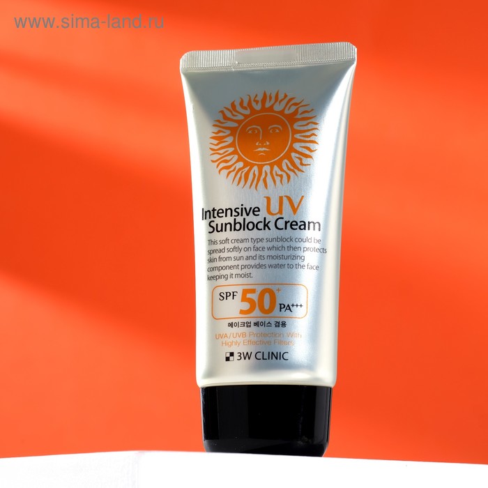 Интенсивный солнцезащитный крем для лица 3W CLINIC Intensive UV Sun Block Cream SPF50+/PA+++, 70 мл солнцезащитный крем 3w clinic intensive uv sunblock cream spf50 pa 70 мл