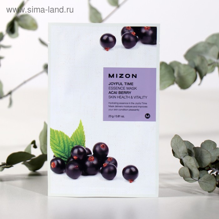 Тканевая маска для лица с экстрактом ягод асаи MIZON Joyful Time Essence Mask Acai Berry, 23 г тканевая маска с экстрактом ягод асаи 23 г