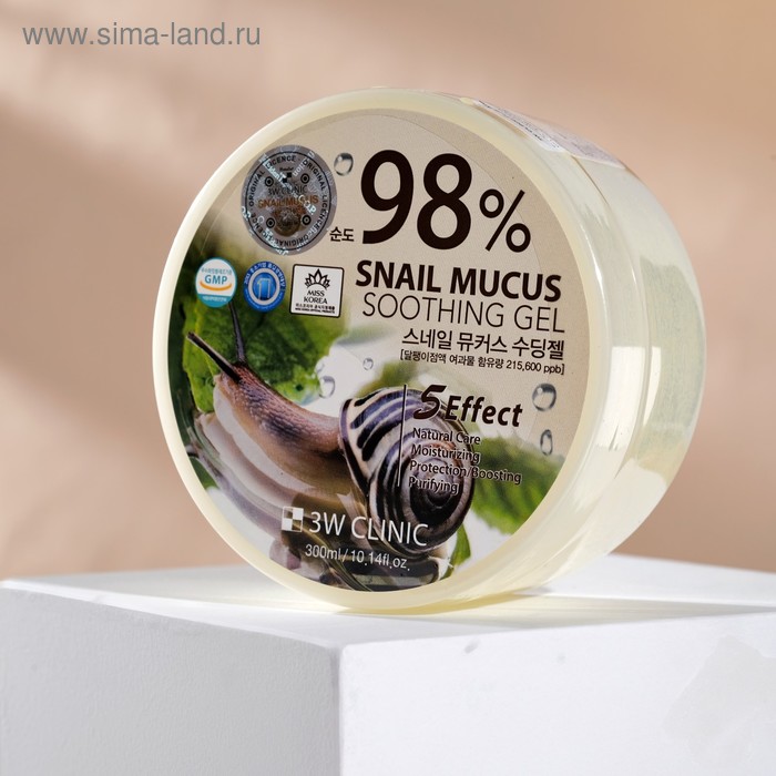 

Универсальный гель с улиточным муцином 3W CLINIC 98% Snail Mucus Soothing Gel, 300 мл