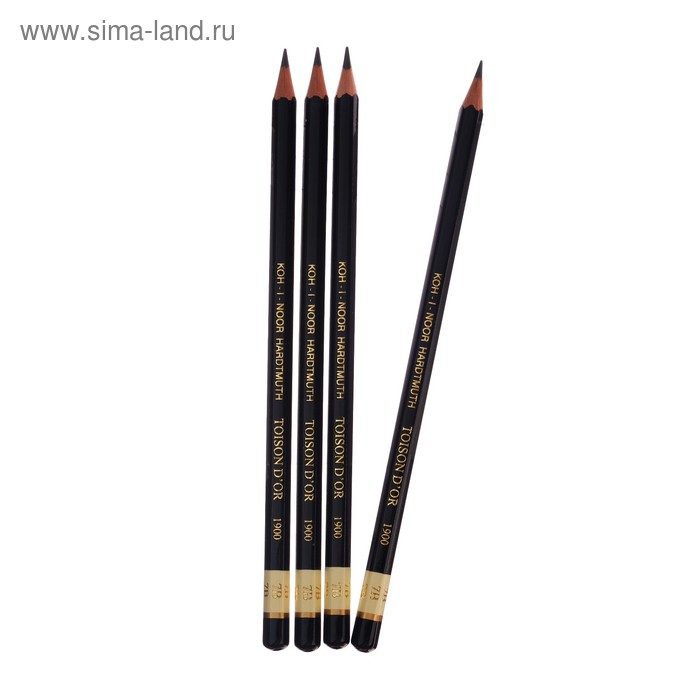 фото Набор чернографитных карандашей 4 штуки koh-i-noor, профессиональных 1900 7в (2474709)