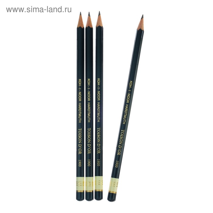 фото Набор чернографитных карандашей 4 штуки koh-i-noor, профессиональных 1900 8н (2474712)