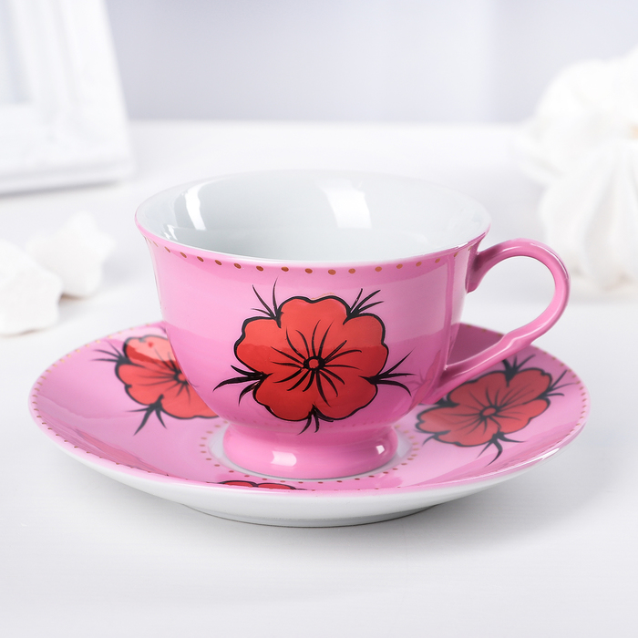 Чайная пара 180 мл "Камбоджа", цвет розовый