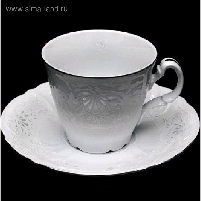 Чашка 180 мл с блюдцем 160 мм высокая коническая Bernadotte, декор «Деколь, отводка платина» чашка с блюдцем для бульона bernadotte декор деколь отводка платина