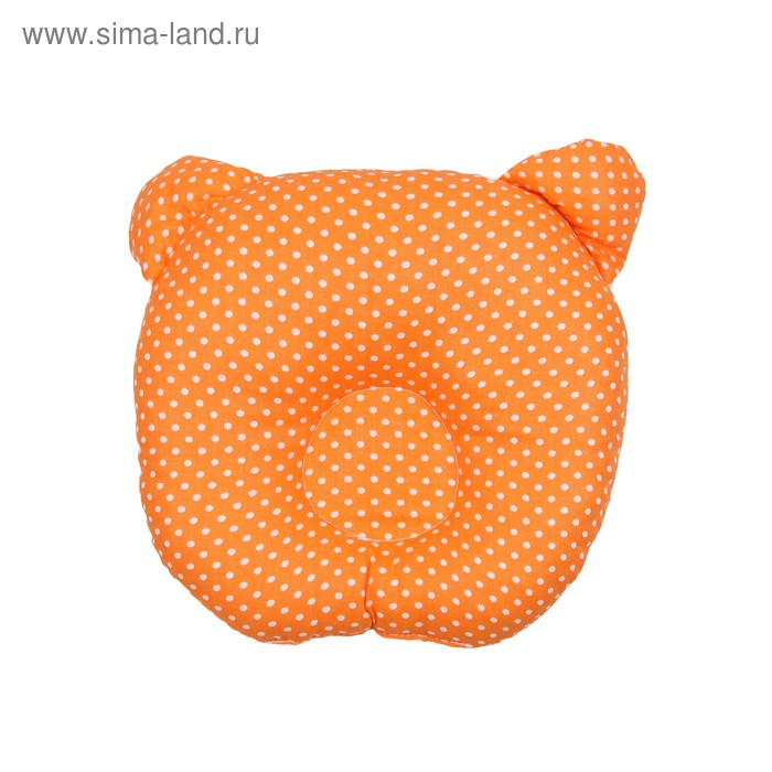 Подушка анатомическая First pillow, размер 22×22 см, горошек, оранжевый