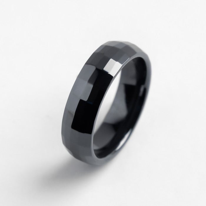 фото Кольцо керамика "минимал" огранка прямоугольник мелкий, 6мм, цвет чёрный, 18 размер vel vett