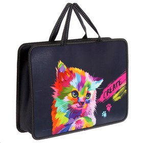 

Папка с ручками пластиковая, А4, 330 x 240 х 80 мм, Calligrata, «Котик»