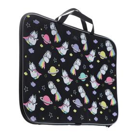 

Папка А3 с ручками текстильная, 470 х 350 х 20 мм, Calligrata, "Единороги"