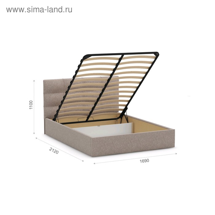 Кровать «Вена» с подъёмным механизмом, 160 × 200 см, ткань, цвет Verso pebble