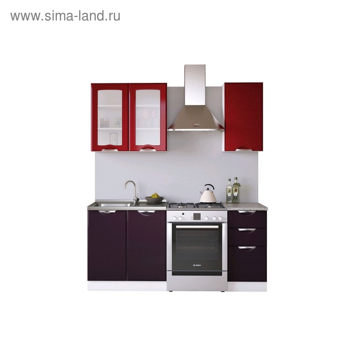 Кухня «Равенна Вива» со столешницей, размер 1.2 м, фасады МДФ, цвет бордо / фиолетовый кухня равенна фаби со столешницей размер 1 6 м фасады мдф цвет ваниль