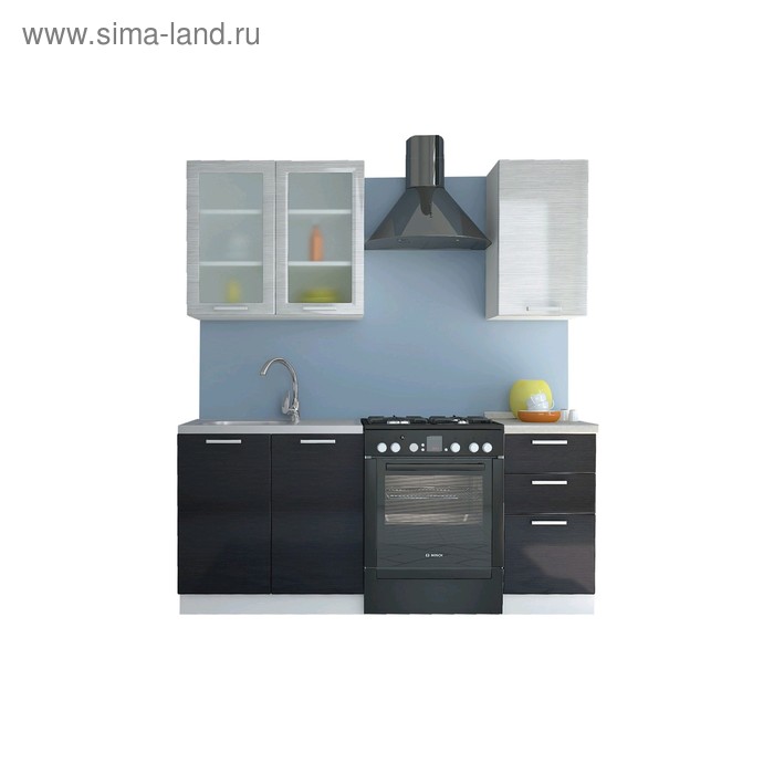 Кухня «Равенна Стайл» со столешницей, размер 1.2 м, МДФ, цвет титан белый / титан чёрный
