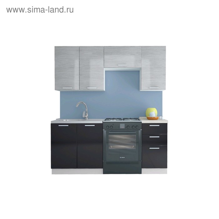 Кухня «Равенна Стайл» со столешницей, размер 1.8 м, МДФ, цвет титан белый / титан чёрный