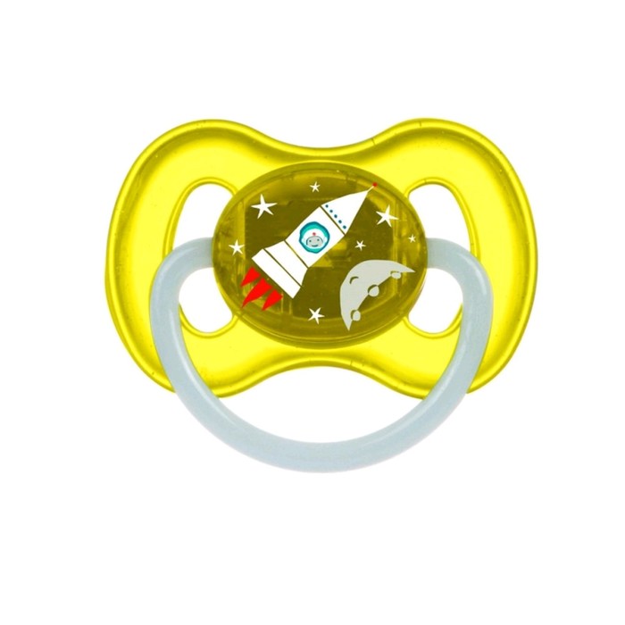 Пустышка латексная Canpol babies Space, круглая, от 0-6 месяцев, цвет жёлтый