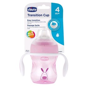 Чашка-поильник Chicco Transition Cup, силиконовый носик, от 4 месяцев, цвет розовый, 200 мл от Сима-ленд