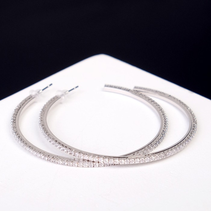 Серьги-кольца «Классика» d= 5 см, цвет белый в серебре серьги кольца всплеск чёткая двойная линия d 2 4 см цвет белый в серебре