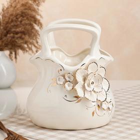 

Конфетница "Сумочка", белая лепка, 25 см