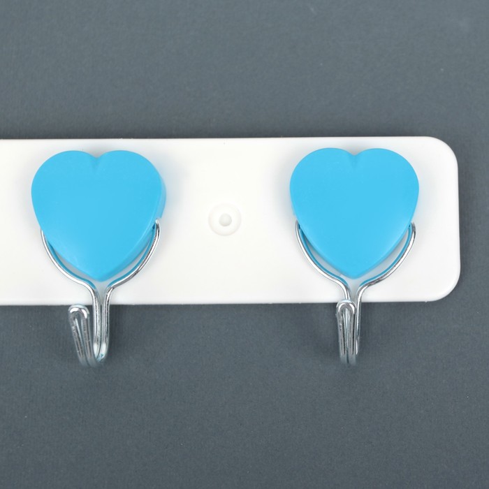 Вешалка на липкой ленте, на 6 крючков "Сердца", цвет МИКС