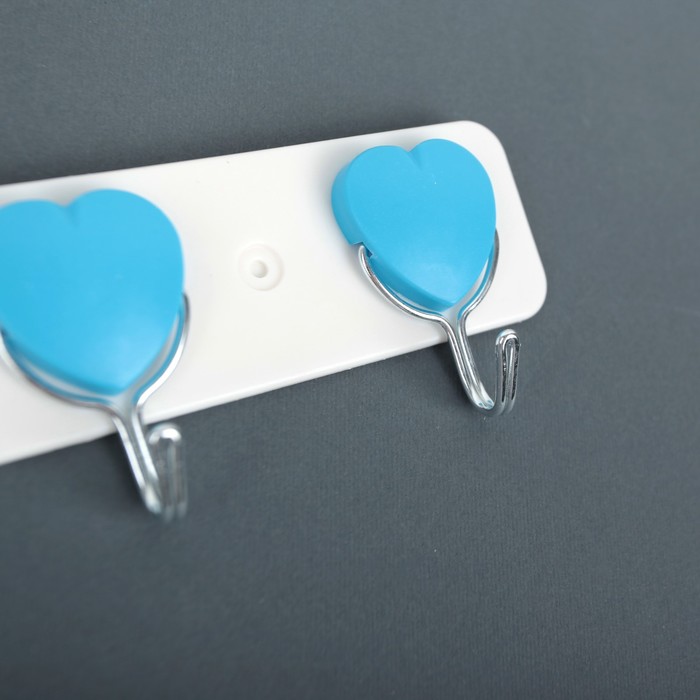 Вешалка на липкой ленте, на 6 крючков "Сердца", цвет МИКС