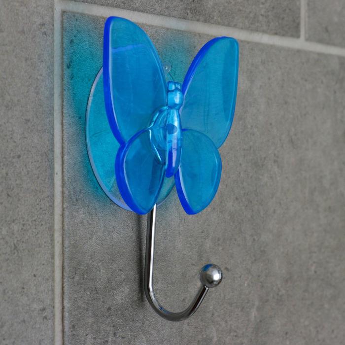 Крючок на вакуумной присоске «Бабочка», цвет МИКС крючок цветок на присоске микс