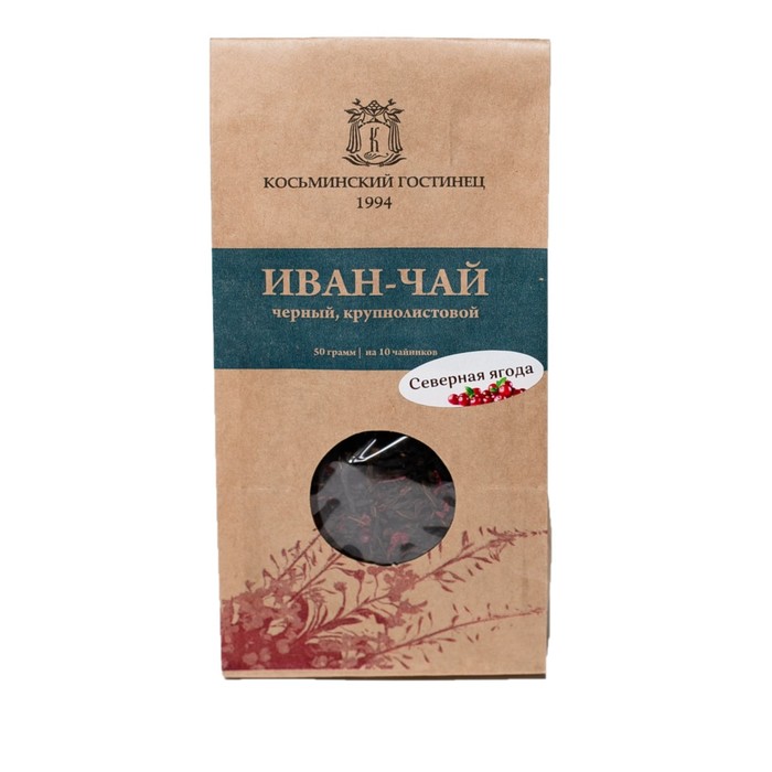 Иван-чай крупнолистовой c клюквой «Северная ягода», 50 г чай черный nadin c клюквой 50 г