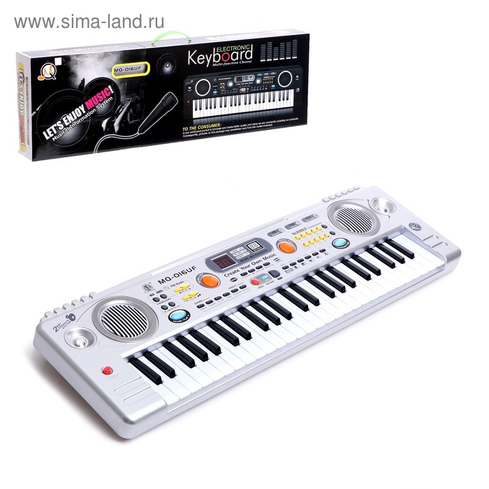 Синтезатор «Играем музыку», с микрофоном, 49 клавиш, LED дисплей, радио, USB, от сети